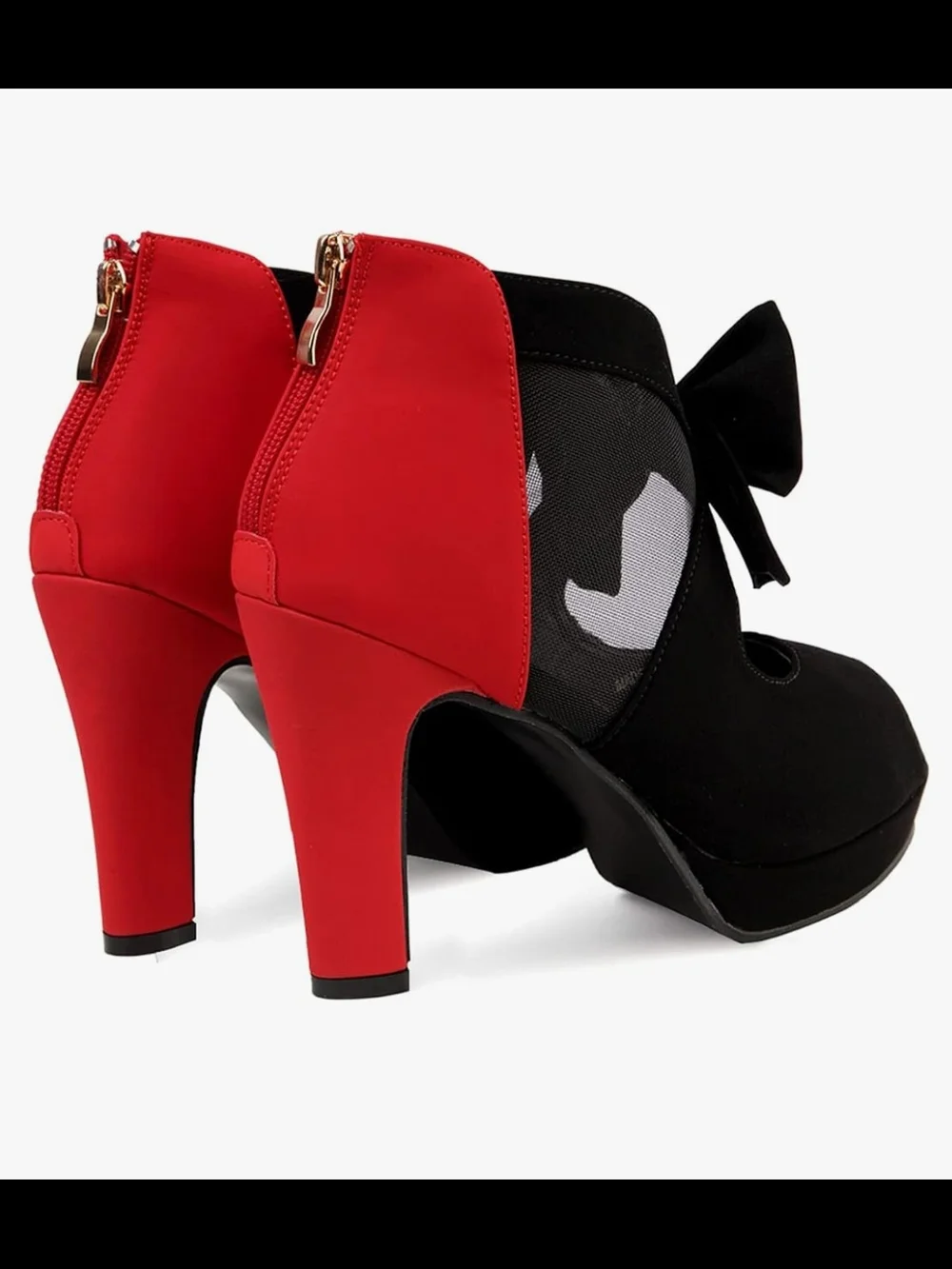 GATUXUS Open Toe Women Platform High Heel Shoes Bows Strappy Sandals
